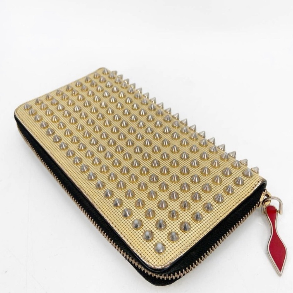 Christian Louboutin Panettone Metallic Gold Spiked Wallet
